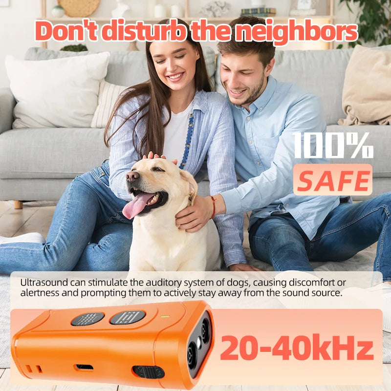 Mini Dual-Head Ultrasonic Dog Deterrent K30, 20-30kHz Sweep/Constant Frequency, Strobe Light, 300mAh, Type-C