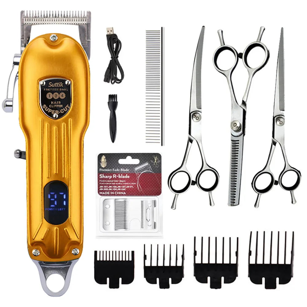 Professional Dog & Cat Hair Clipper. All Metal Rechargeable Pet Trimmer & Shaver with Low Noise level