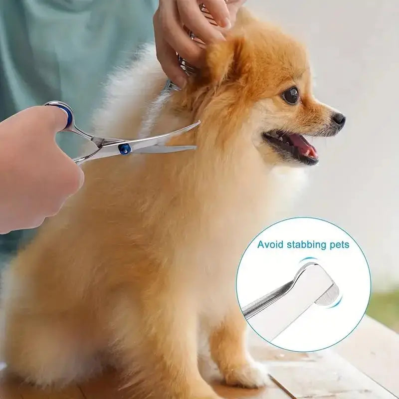 4pcs Pet Safety Scissors - Ambidextrous Stainless Steel Dog Grooming Shears with Safe, Round Head for Precision Trimming