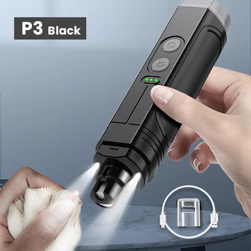 ROJECO P3 Electric Pet Nail Grinder. Professional Dog Nail Clippers + 2 LED Light Rechargeable.