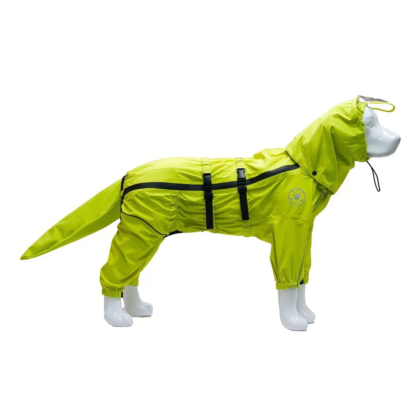 Waterproof Dog Raincoat Jumpsuit with Detachable Hood, Full Leg Coverage Rain Jacket for Large Dogs, Reflective Adjustable