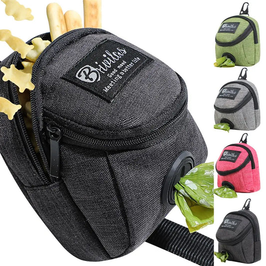 Pet Dog treat pouch. Portable Multifunction Dog training bag with Outdoor Travel Dog Poop Bag Dispenser