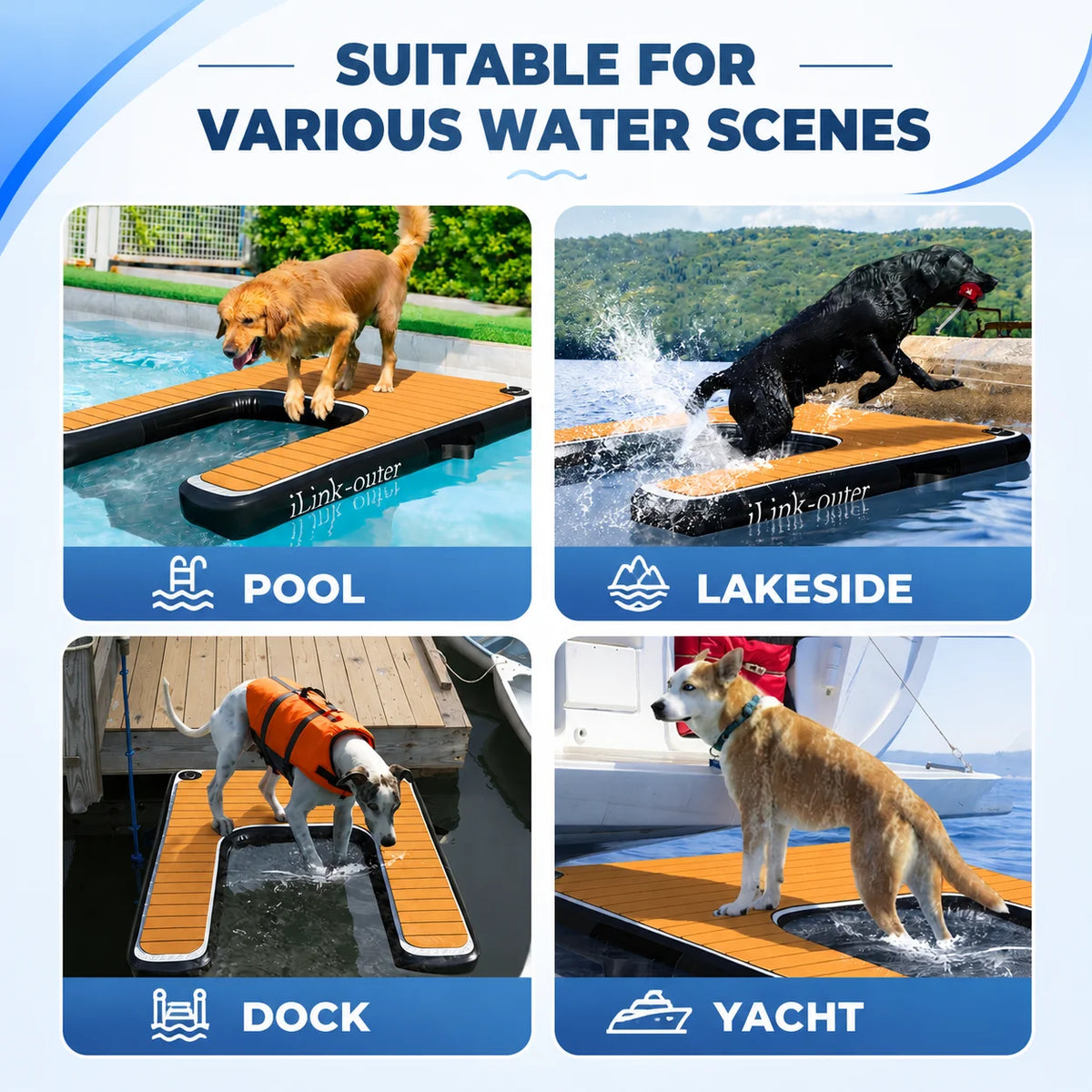 VANCEN Inflatable Dog Ramp for Small Dogs Easy Assembly Supports up to 230lbs Ideal Pet Accessory for Lakes Rivers Beaches