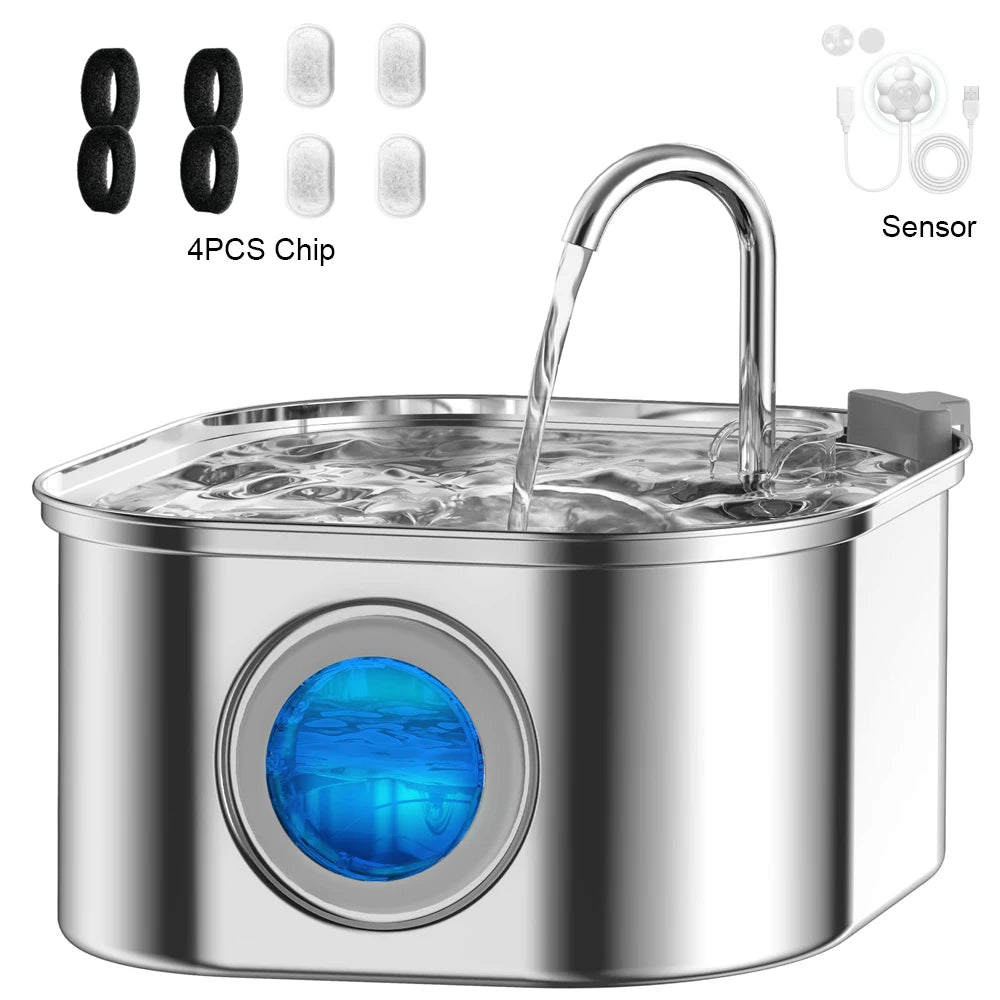 3.2L Stainless Steel Cat Water Fountain Automatic Cat Drinker Drinking Fountain For Cats Dogs Pet Water Dispenser Accessories