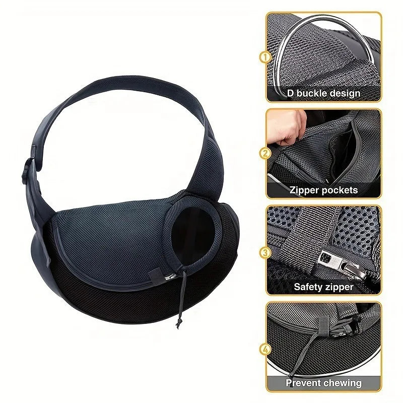 Portable Pet Puppy Carrier for Outdoor Travel, with Shoulder Bag, Breathable Mesh Oxford Fabric Comfort Sling, Tote & Pouch for Dogs