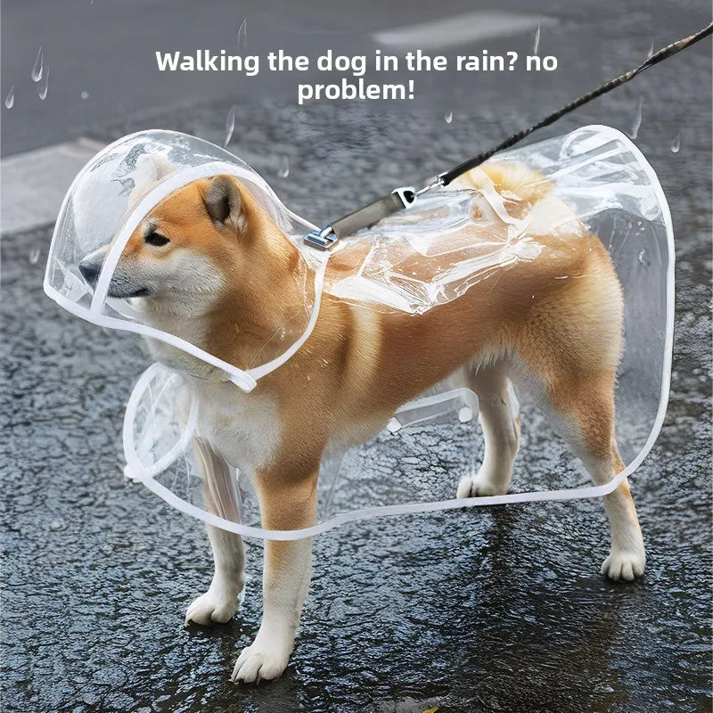 Dog Raincoat Poncho with Belly Coverage, Waterproof Dog Jacket with Hood for Small Dogs, Adjustable Reflective Pet Raincoat