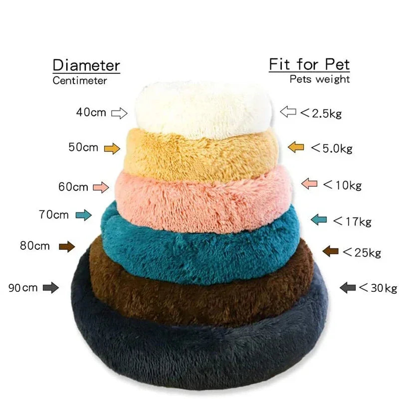 Round Pet Bed for Large Dog Bed, Donut, Long Plush Bed for Medium Dog, Warm Sleeping Sofa