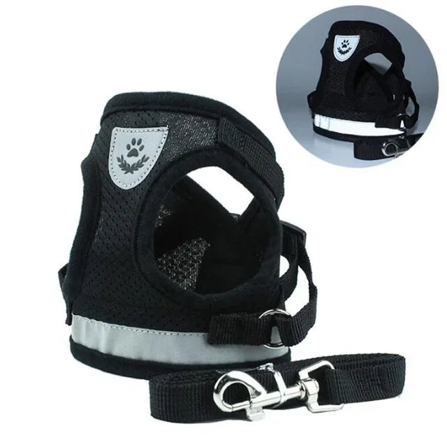 Vest Harness  with Leash, Adjustable Mesh Vest, Dog Harness Collar with Chest Strap Leash and Harnesses With Traction Rope XS/S/M/L/XL
