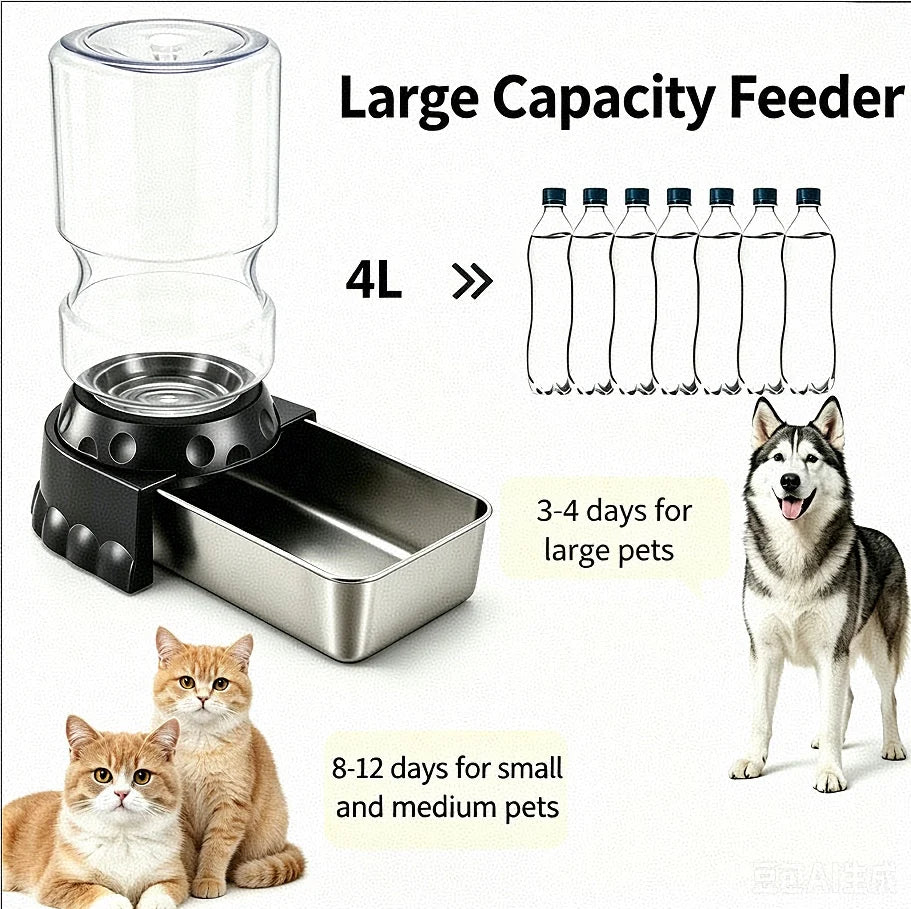 BOOTEELY Pet Water Dispenser 4L Gravity Set Automatic Water Dispenser for Dogs Cats Pets Animals Large Capacity