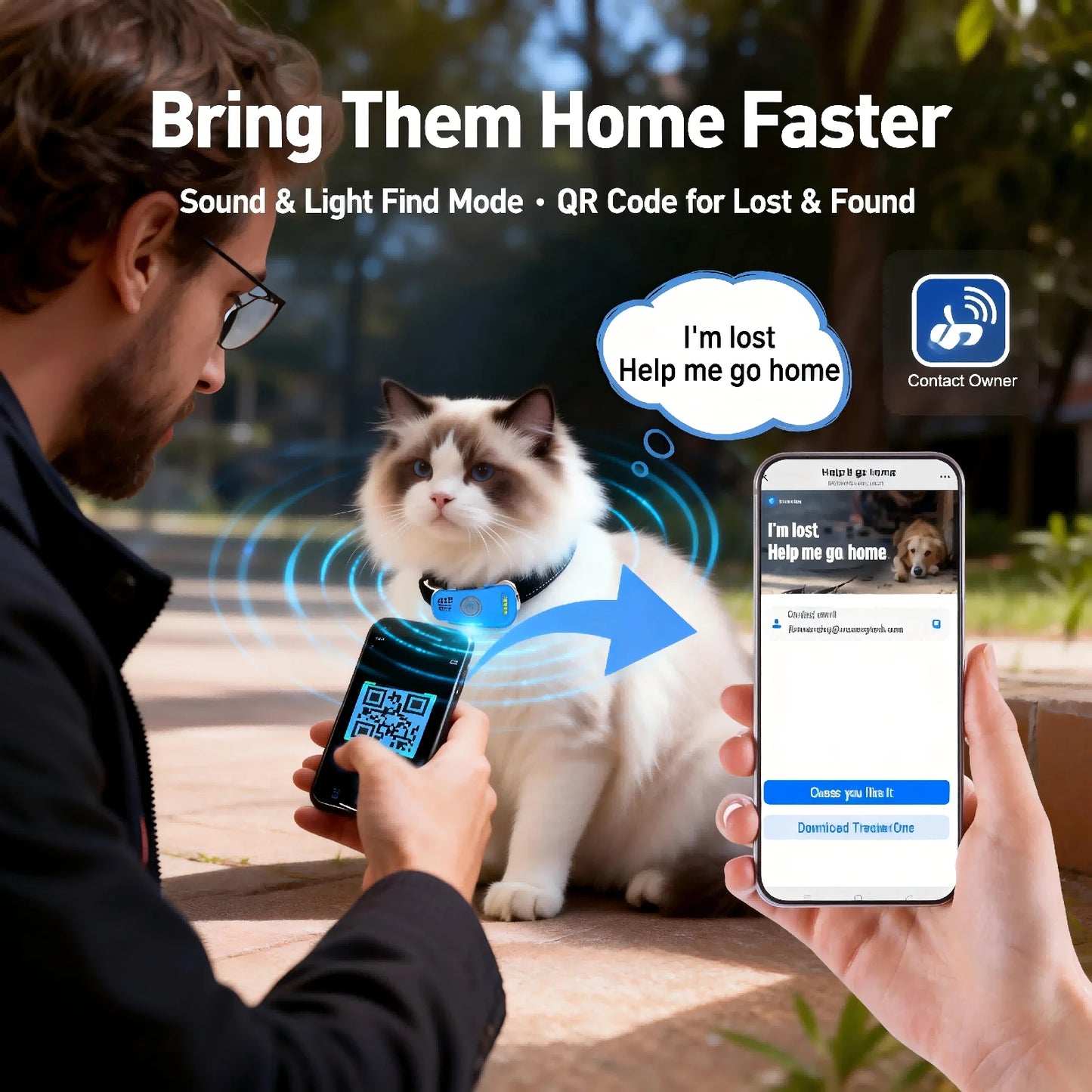 4G GPS Cat and Dog Tracker, Global Real-Time Pet Locator with SIM, WiFi Home Mode, Geo-Fence Alert, Lost Pet Finder, 10+ Days Battery