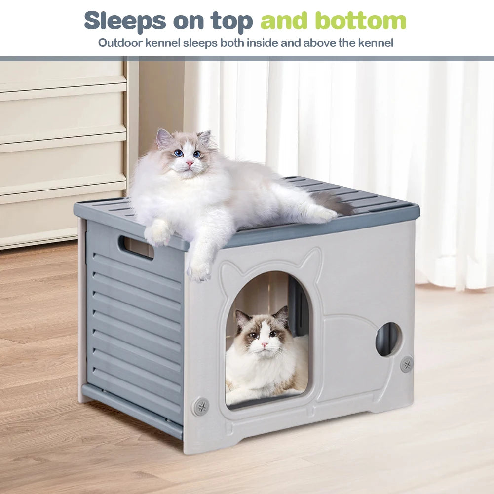Stray Cat House, Outdoor Rainproof Shelter for Winter,  Warm Cozy Pet Cave,  Foldable Washable
