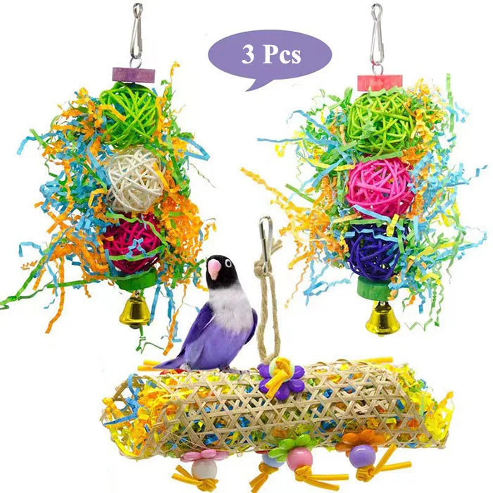 Bird Parrot Toy Set Colorful Shredder Foraging