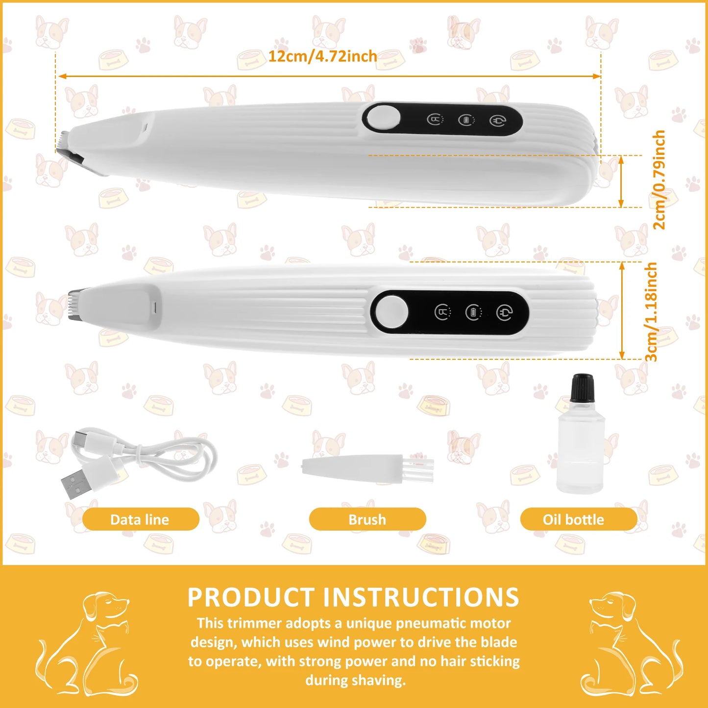 Pet Paw Trimmer with LED Light, USB Rechargeable Pet Grooming Clippers, Portable Dog and Cat Hair Clippers Low Noise Grooming Tool