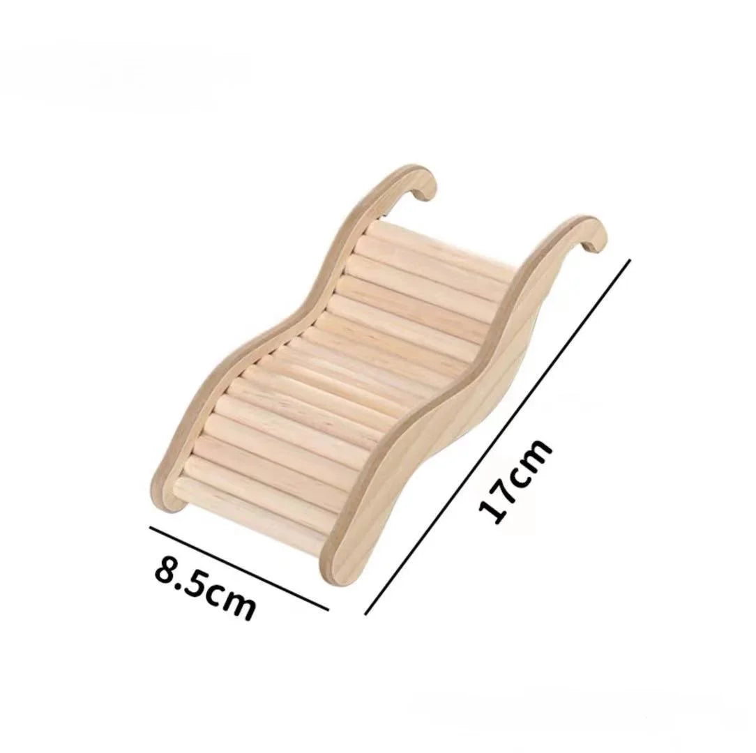 1PC Wooden Wave Style Staircase.  Hamster Toy with  Curved Slide & Chute for Small Animals