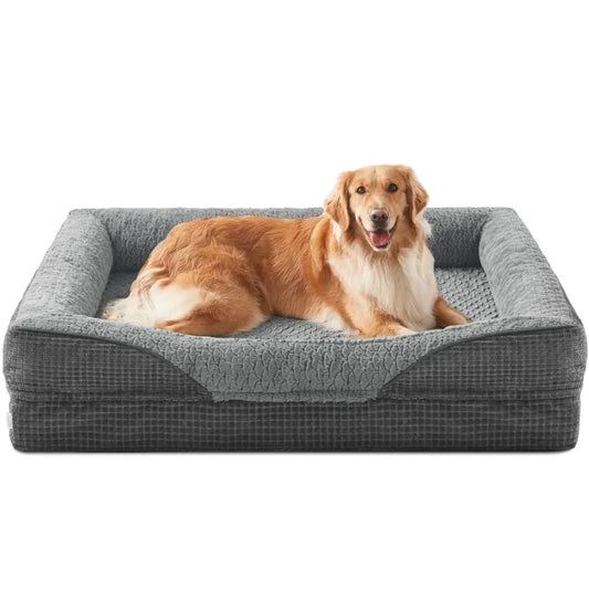 Orthopedic Dog Beds Large Sized, XL Washable EggCrate Memory Foam Dog Couch Bed with Washable Removable Cover, Waterproof Lining
