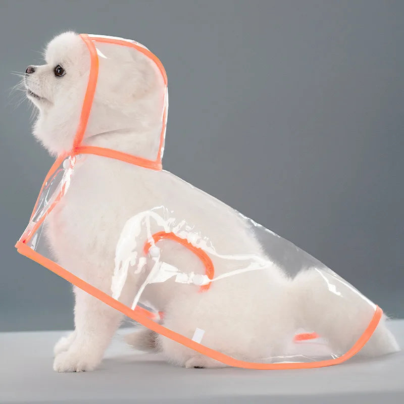 Dog Raincoat Poncho with Belly Coverage, Waterproof Dog Jacket with Hood for Small Dogs, Adjustable Reflective Pet Raincoat