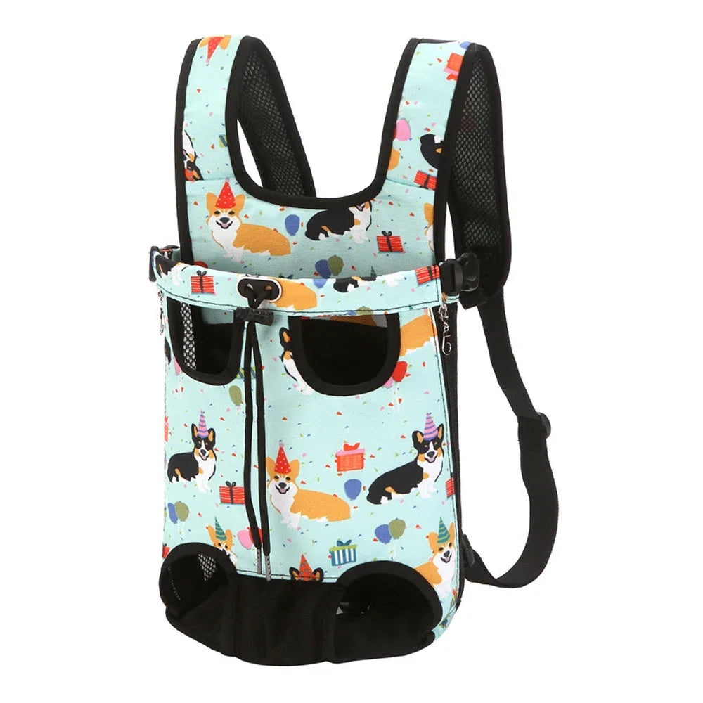 Denim Pet Dog & Cat Backpack for Outdoor Travel for Dogs & Cats with Breathable Shoulder Straps