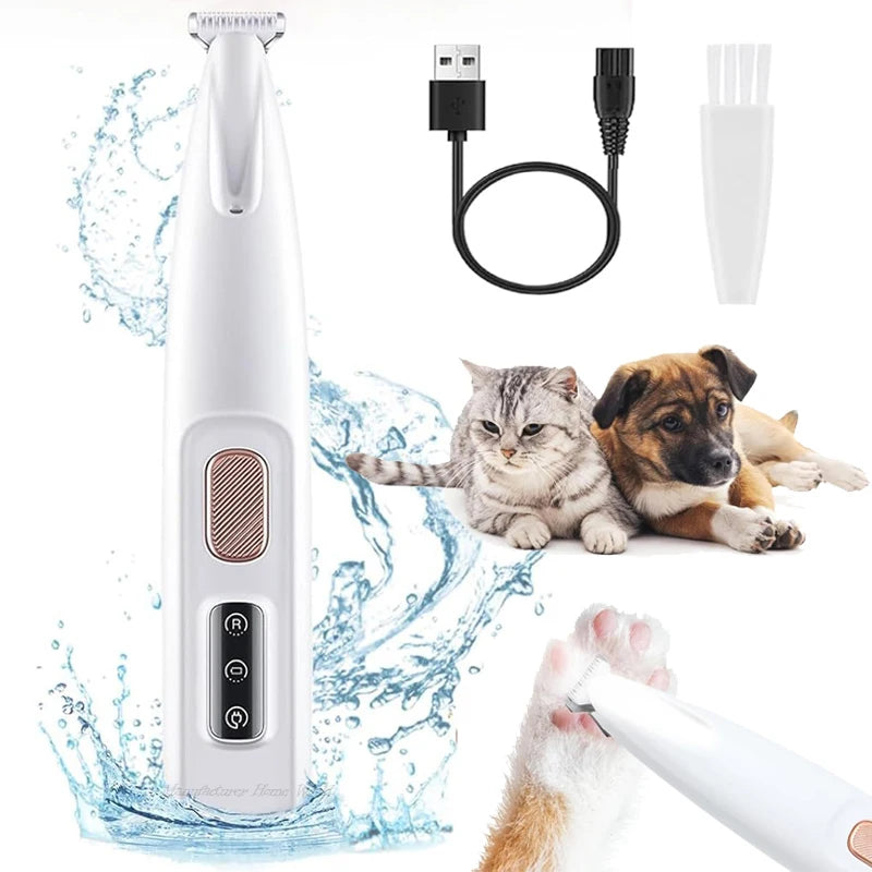 Dog Paw Trimmer with LED Light, Fully Waterproof Pet Hair Trimmer with LED Display