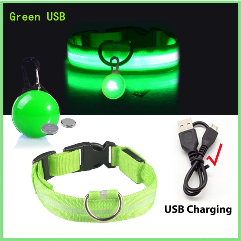 USB Charging Glowing Dog Collar With Pendant Detachable Luxury Led Light Bright For Small Dogs Cat Night Safety Collar Wholesale