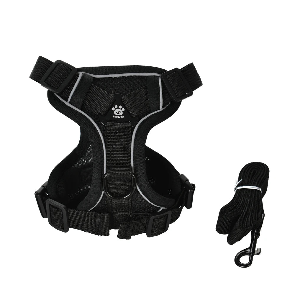 Dog Vest Harness & Leash Set with Reflective Adjustable Puppy Chest Strap for Small Dogs, Cats French Bulldogs, etc.