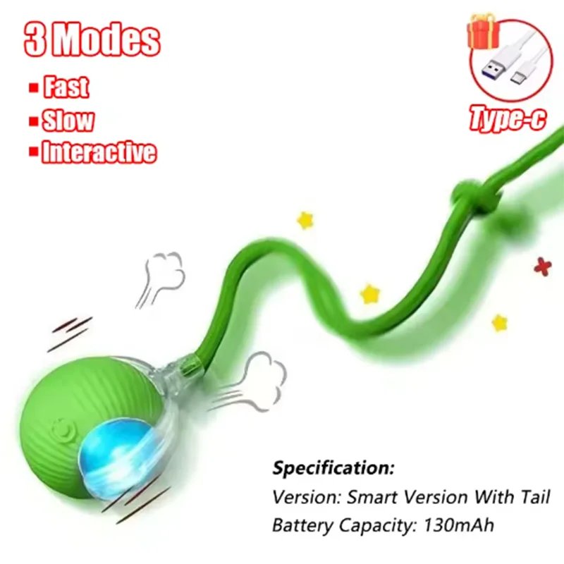 Interactive Self-Play Cat Toy, Automatic Teaser Ball and Rotating Stick, Hands-Free Fun for Kittens