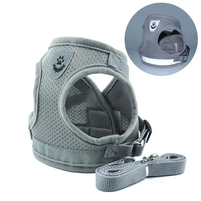 Vest Harness  with Leash, Adjustable Mesh Vest, Dog Harness Collar with Chest Strap Leash and Harnesses With Traction Rope XS/S/M/L/XL