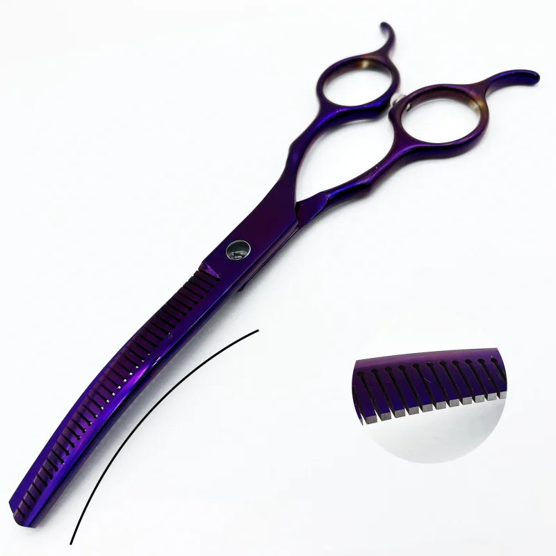 7 inch Dog Curved Chunkers Shears Curved Thinning scissors Stainless Steel Dog Grooming Scissors Special Designed For Pet