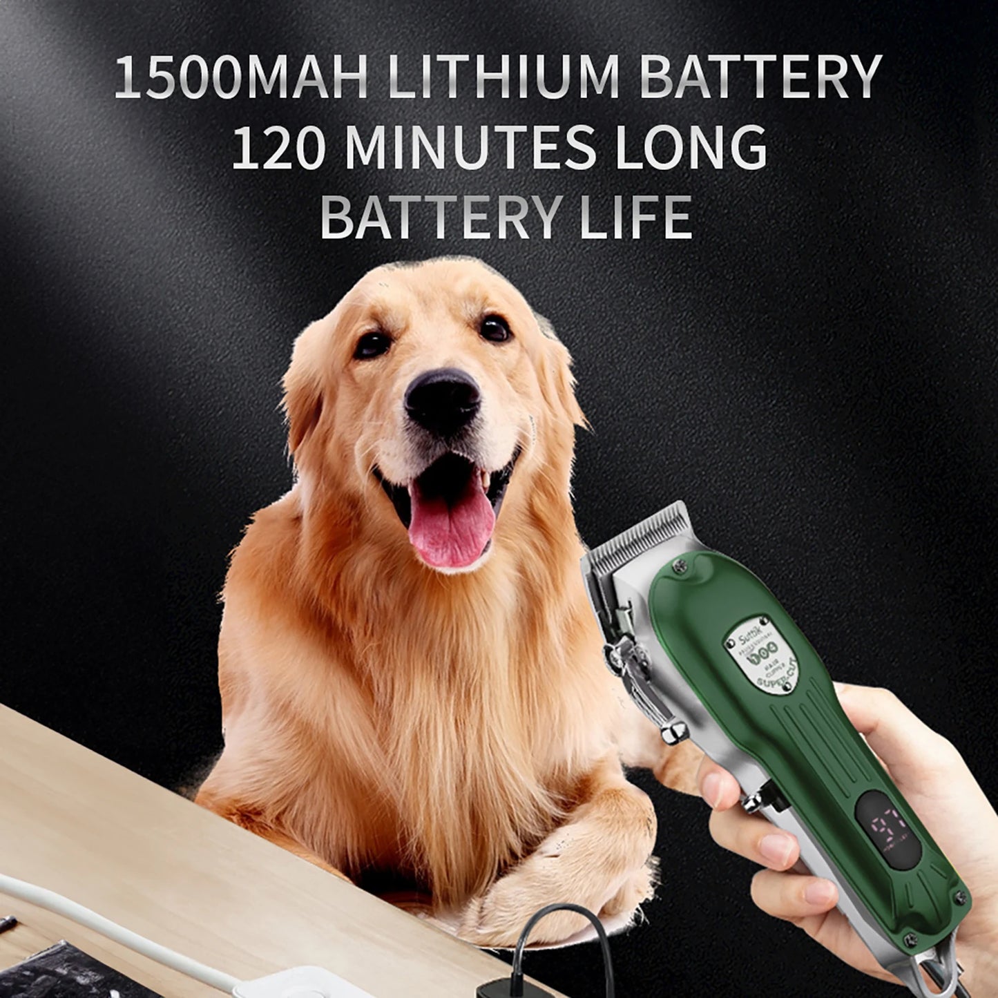 Professional Dog Hair Clipper All Metal Rechargeable Pet Trimmer Cat Shaver Cutting Machine Puppy Grooming Haircut Low Noice