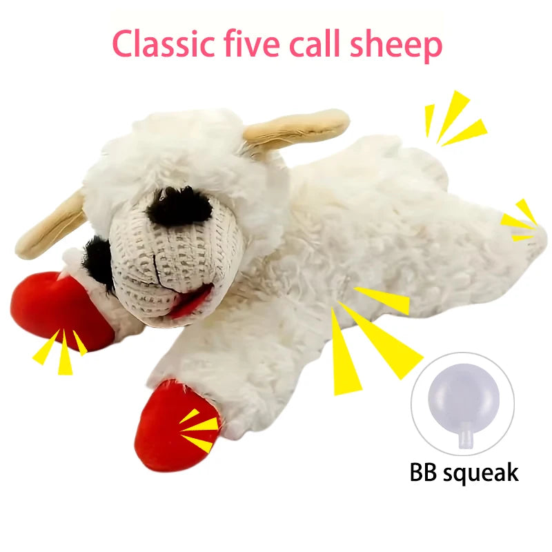 Plush Dog Toys With Squeaky, Lying Sheep Plush Stuffed Interactive Toys For Dog Pet Toy Supplies