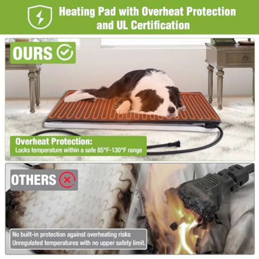 Extra Large Outdoor Heated Dog House, XL Insulated Dog Kennel with Safe Heating Pad, Chew-Proof Metal Frame 6-Sided Thermal Liner