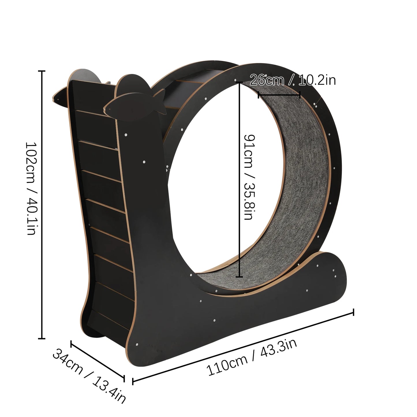 Cat Exercise Wheel Large Cat Treadmill with Carpeted Runway Cat Sport Toy Fitness Weight Loss Device for Cats