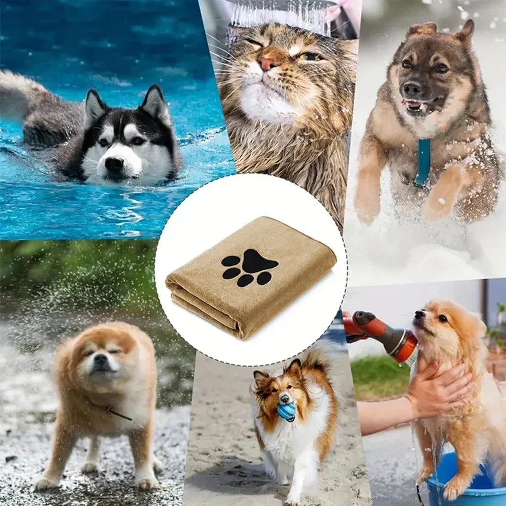 Microfiber Pet Bath Towel Embroidered Super Soft Absorbent for Dogs and Cats