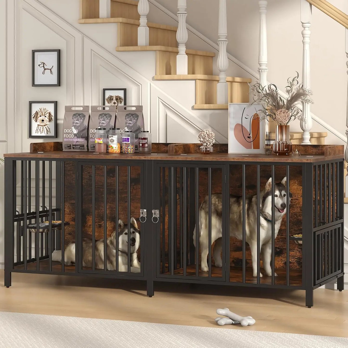 78 Inch Dog Crate, Large Dog Crate for 2 Dogs, Dog Kennel Indoor for Large/Medium Dogs with Top Access Door, XL, Customized