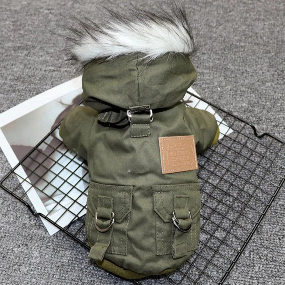 Pet Dog Jacket With Harness Winter Heavy Hiking Coat Dog Warm Hoodie Vest Windproof Outdoor Jacket For Small Medium Large Dog