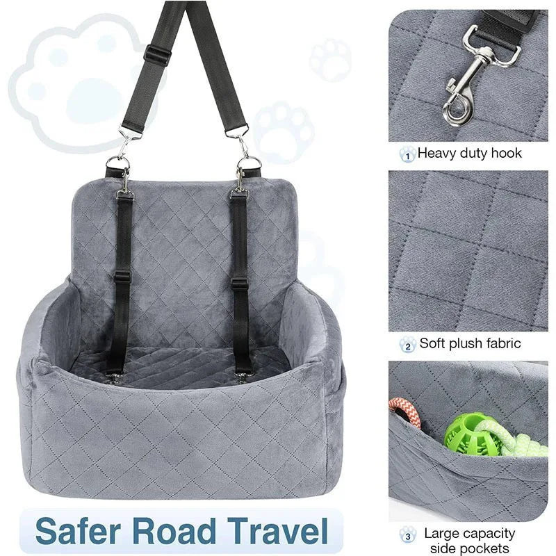 Pet Car Seat Kennel Puppy Cat Out Seat Mat Removable Washable Anti-Slip Base Front and Rear Row Dog Out Safety Seat Travel Nest