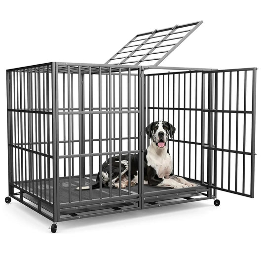 60 Inch Heavy Duty Dog Crate, Indestructible Escape-Proof Dog Kennel for High Anxiety Large Dogs, Strong Carbon, Customized