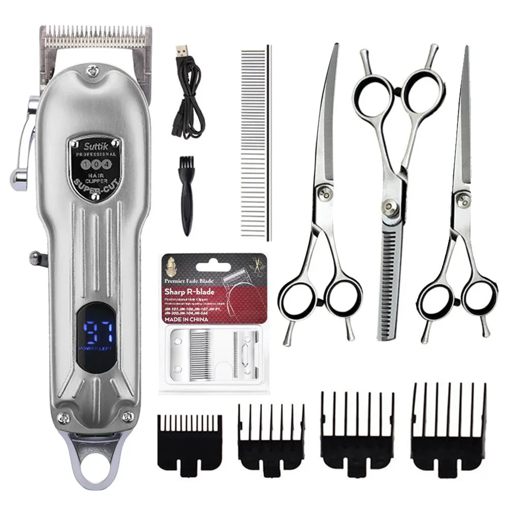 Professional Dog & Cat Hair Clipper. All Metal Rechargeable Pet Trimmer & Shaver with Low Noise level