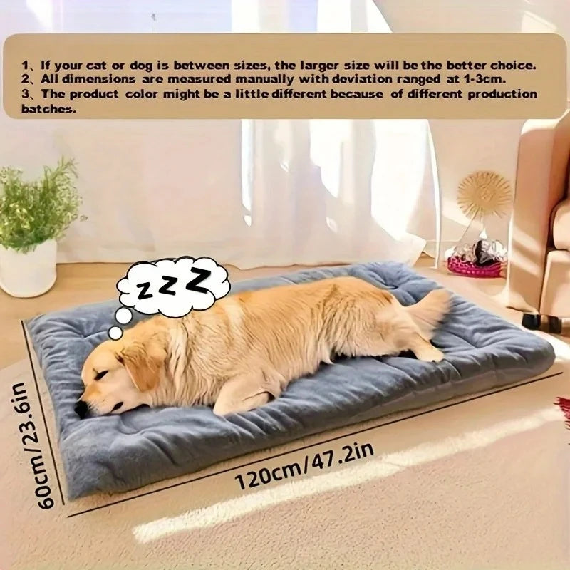 Large Plush Dog Bed, Thickened Super Soft Polyester, For Small Medium Large Dog Bed