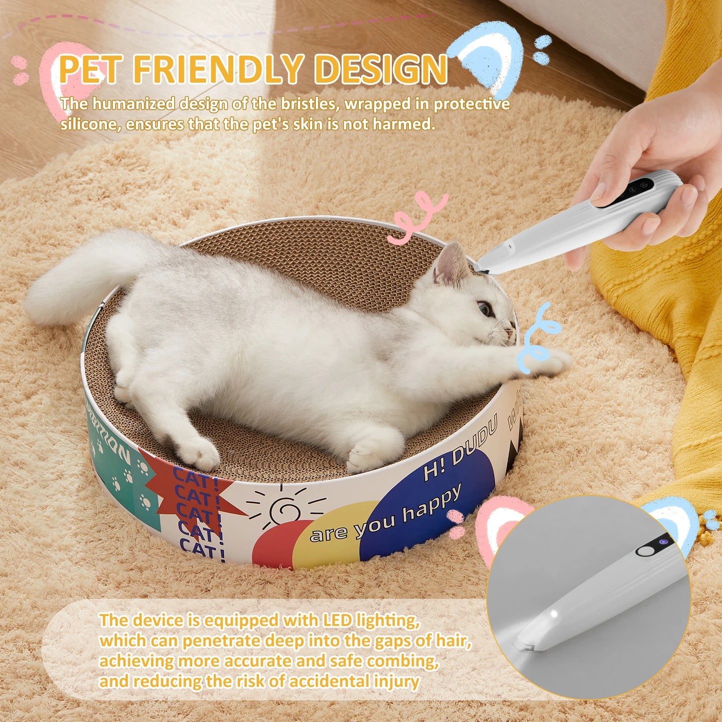 Pet Paw Trimmer with LED Light, USB Rechargeable Pet Grooming Clippers, Portable Dog and Cat Hair Clippers Low Noise Grooming Tool