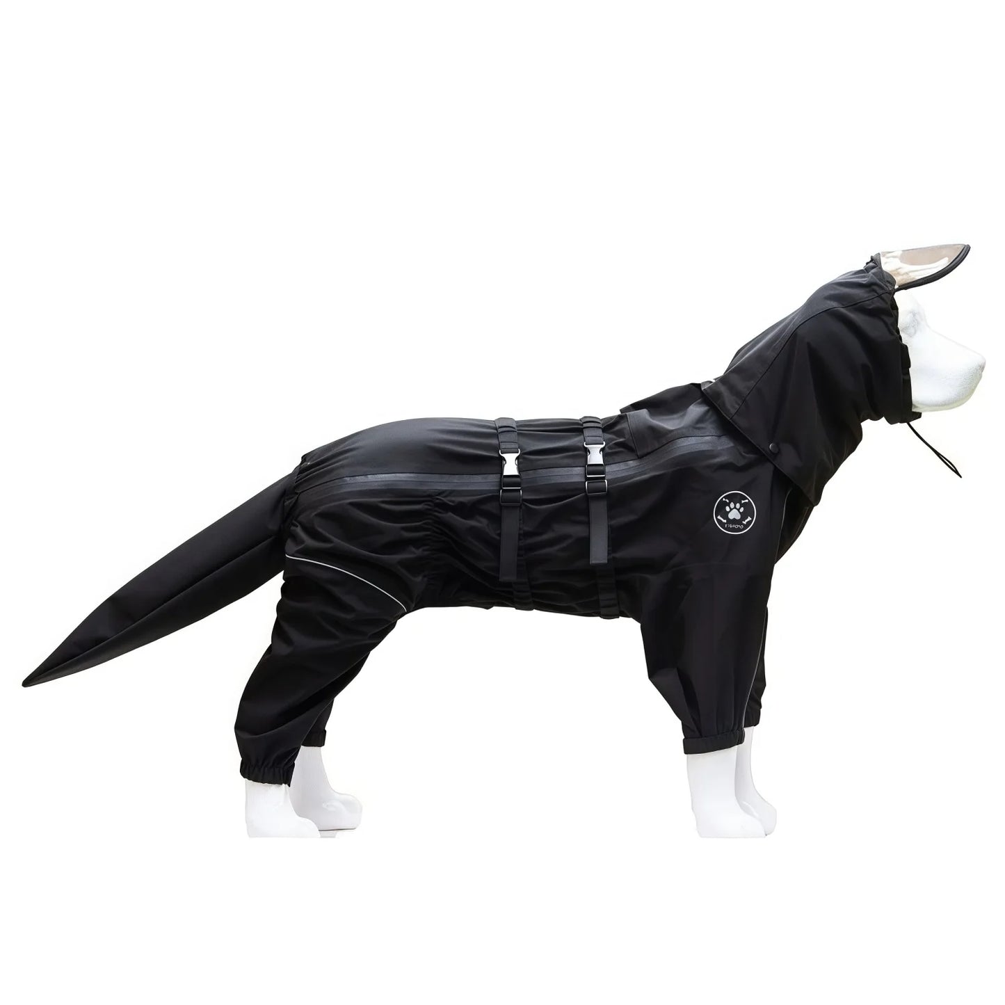 Waterproof Dog Raincoat Jumpsuit with Detachable Hood, Full Leg Coverage Rain Jacket for Large Dogs, Reflective Adjustable