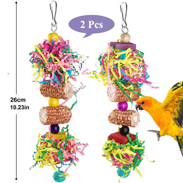 Bird Parrot Toy Set Colorful Shredder Foraging