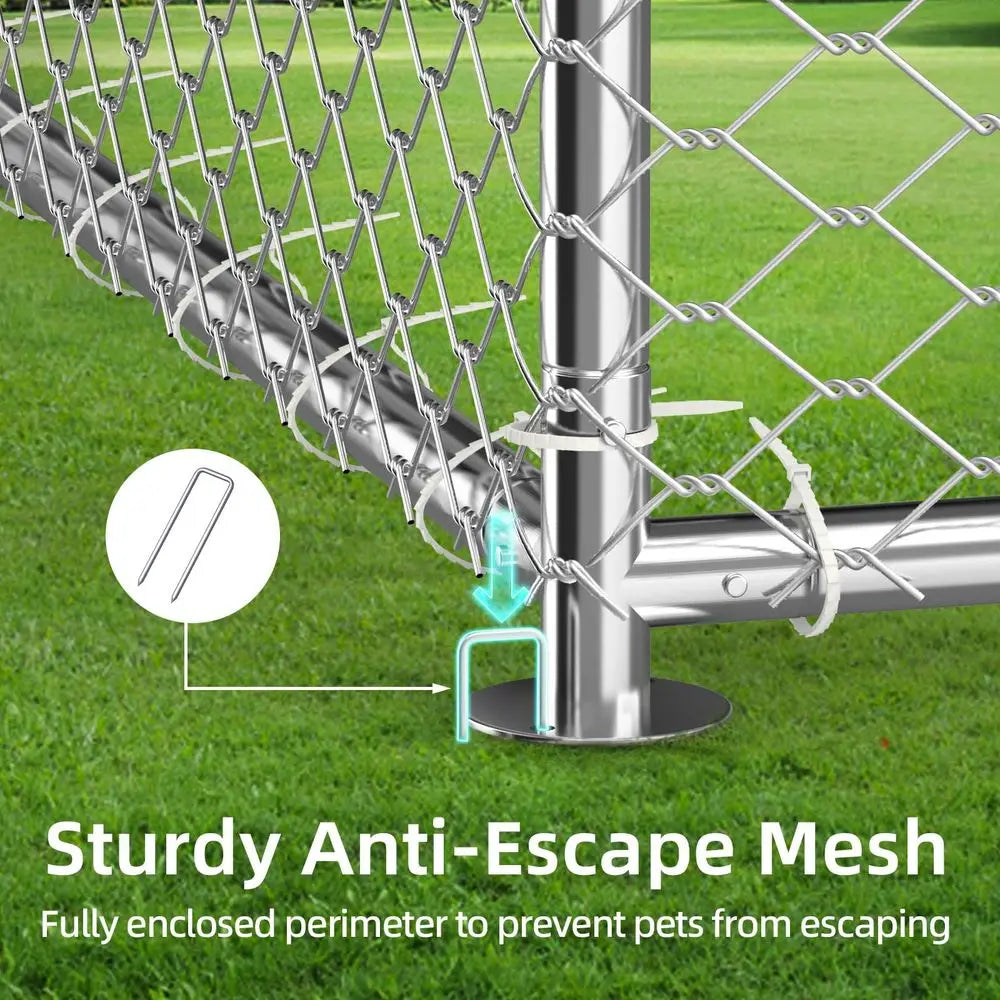 Large Outdoor Dog Kennel Outside,Heavy Duty Dog Enclosure with Waterproof Cover Roof and Steel Fence Security Lock for Dogs93x9