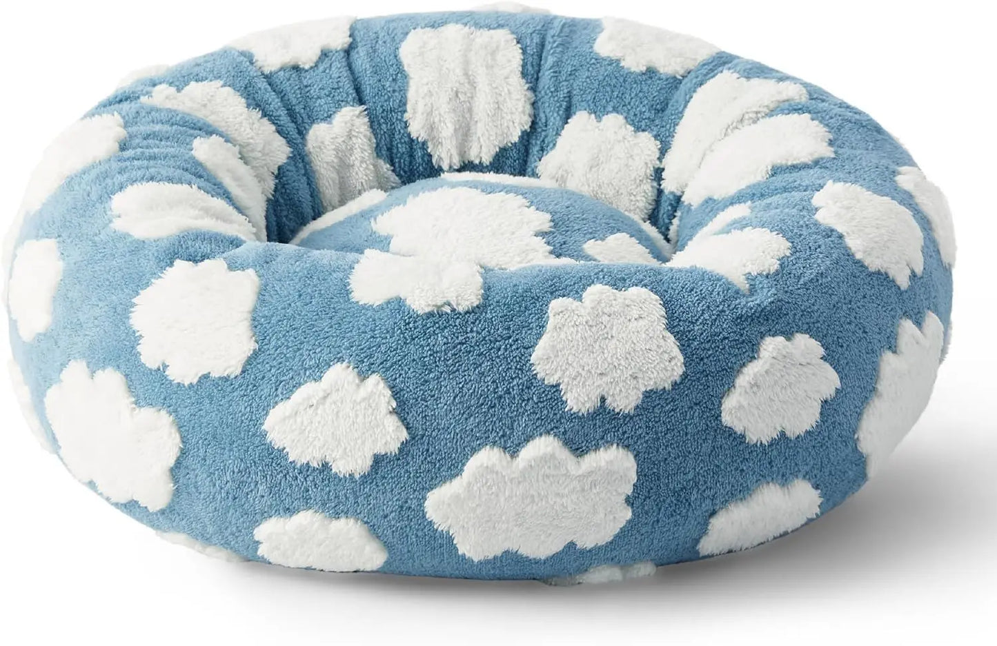 Warm Calming Donut Bed - Fluffy Soft Pet Bed for Small/Medium/Large Dogs & Cats | Washable Anti-Slip Round Bedding