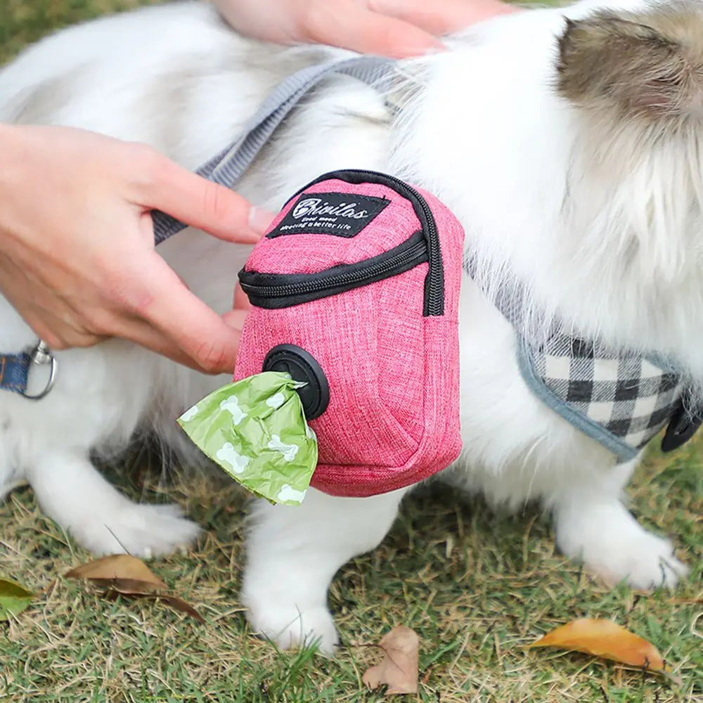 Pet Dog treat pouch. Portable Multifunction Dog training bag with Outdoor Travel Dog Poop Bag Dispenser