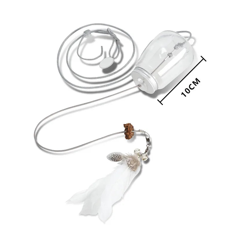 Cat Toy Interactive Food Feather Toys with Bell Hanging Door, Scratch Rope, Pet Food Feeder/Dispenser