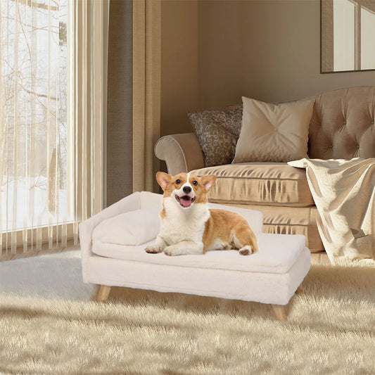 Elevated Pet Bed, Nordic Pet Stool Bed with Cozy Pad Waterproof, Pet Sofa Bed with Sturdy Wood Legs for Small Dog or Cat