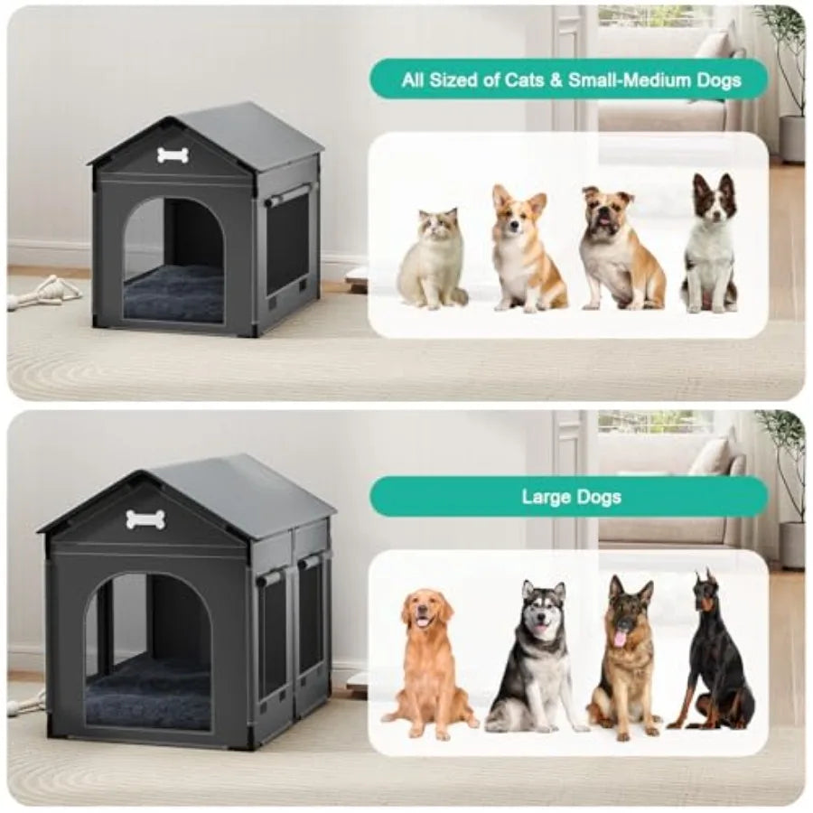 Indoor House Kennel with Bed Mat Cushion for Small Medium Large Dogs and Cats