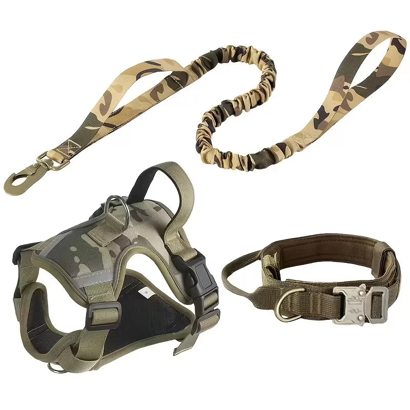 Dog harness with leash,dog collar,Heavy-Duty Dog Harness with Anti-Slip Padding, Front Leash Connector & Secure Buckles