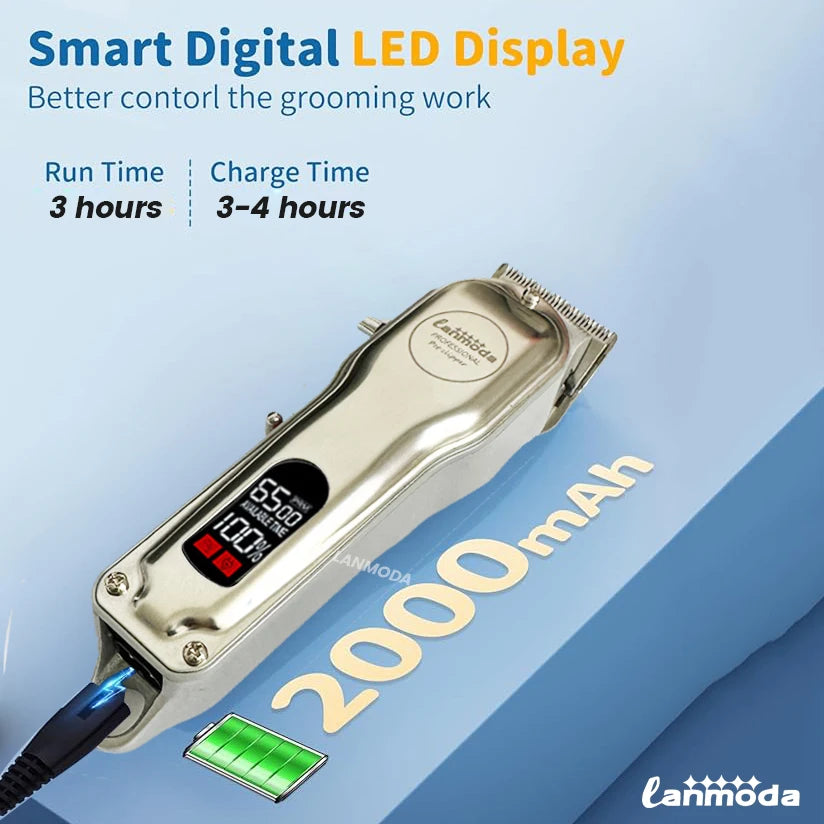 Professional Dog Hair Clippers,  Full Metal Rechargeable Pet Trimmer, Cat Shaver Cutting Machine, Puppy Grooming Haircut, Low Noise