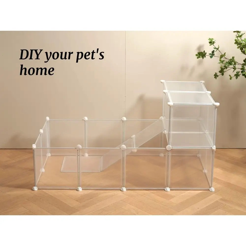 Transparent Clear Small Animal Playpen, Guinea Pig Cages, Puppy Dog Playpen, Pet Playpen, Rabbit Bunny Indoor Fence Pen Enclosure